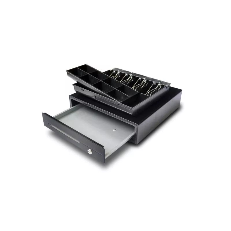 Tiroir caisse compacte en metal 410x420 mm avec ouverture manuelle | Balances pro