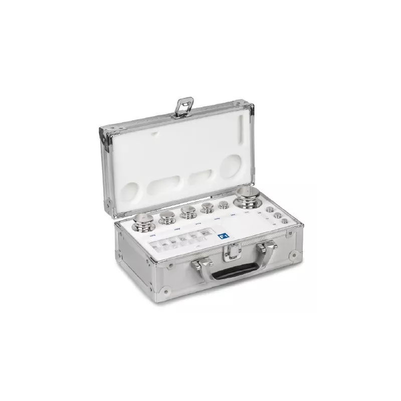 OIML E1 (303-0x6) Jeux de poids - forme bouton, inox poli, valise en aluminium | Balances pro