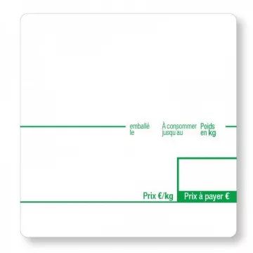ROUGE - Etiquettes adhésives 58x60x40mm - Pré-imprimées en couleur | Balances pro